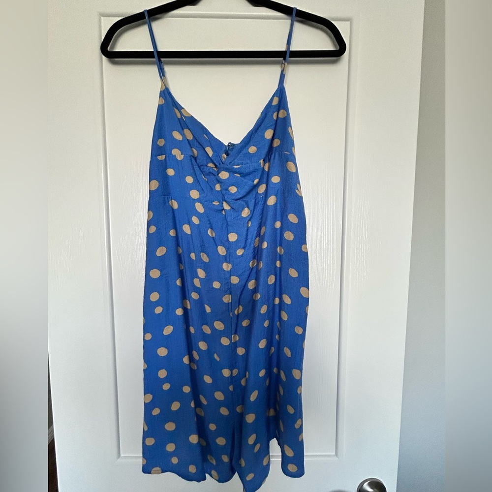 Lush Blue Polka Dot Twist Front Romper